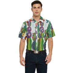 Rainbow Cactus Shirt Men s Short Sleeve Pocket Shirt 