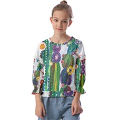 Rainbow Cactus Shirt Kids  Cuff Sleeve Top