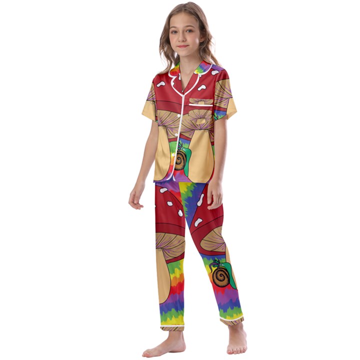 Wizard Snail Kids  Satin Short Sleeve Pajamas Set