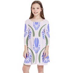 Folk Flowers Print Floral Pattern Ethnic Art Kids  Quarter Sleeve Skater Dress by Eskimos