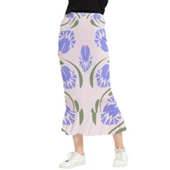 Folk Flowers Print Floral Pattern Ethnic Art Maxi Fishtail Chiffon Skirt