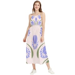 Folk Flowers Print Floral Pattern Ethnic Art Boho Sleeveless Summer Dress