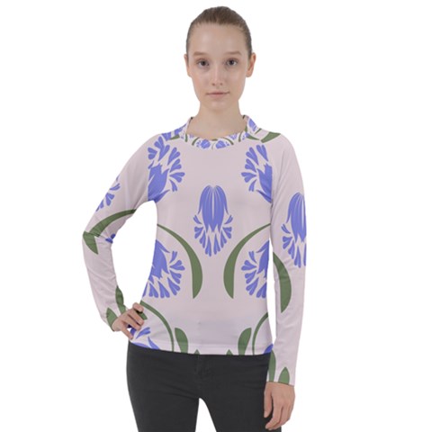 Folk Flowers Print Floral Pattern Ethnic Art Women s Pique Long Sleeve Tee by Eskimos