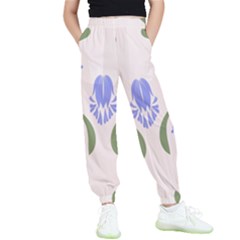 Folk Flowers Print Floral Pattern Ethnic Art Kids  Elastic Waist Pants