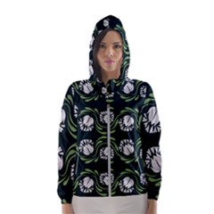 Folk Flowers Print Floral Pattern Ethnic Art Women s Hooded Windbreaker by Eskimos