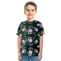 Folk Flowers Print Floral Pattern Ethnic Art Kids  Sport Mesh Tee