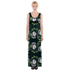 Folk Flowers Print Floral Pattern Ethnic Art Thigh Split Maxi Dress by Eskimos