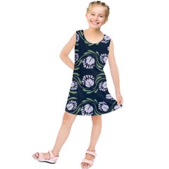 Folk Flowers Print Floral Pattern Ethnic Art Kids  Tunic Dress by Eskimos