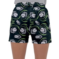 Folk Flowers Print Floral Pattern Ethnic Art Sleepwear Shorts by Eskimos