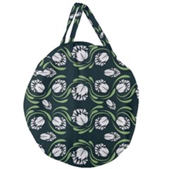 Folk Flowers Print Floral Pattern Ethnic Art Giant Round Zipper Tote by Eskimos