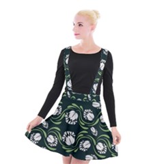 Folk Flowers Print Floral Pattern Ethnic Art Suspender Skater Skirt by Eskimos