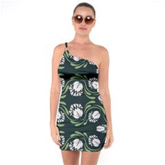 Folk Flowers Print Floral Pattern Ethnic Art One Soulder Bodycon Dress by Eskimos