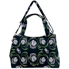 Folk Flowers Print Floral Pattern Ethnic Art Double Compartment Shoulder Bag by Eskimos