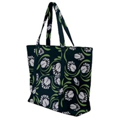 Folk Flowers Print Floral Pattern Ethnic Art Zip Up Canvas Bag by Eskimos