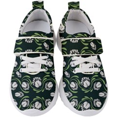 Folk Flowers Print Floral Pattern Ethnic Art Kids  Velcro Strap Shoes by Eskimos