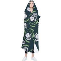 Folk Flowers Print Floral Pattern Ethnic Art Wearable Blanket by Eskimos