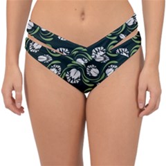 Folk Flowers Print Floral Pattern Ethnic Art Double Strap Halter Bikini Bottom by Eskimos