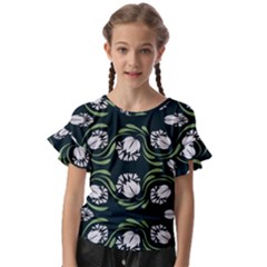 Folk Flowers Print Floral Pattern Ethnic Art Kids  Cut Out Flutter Sleeves by Eskimos