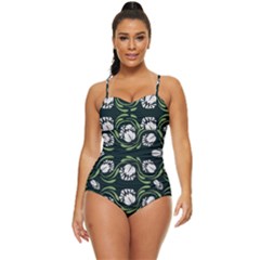 Folk Flowers Print Floral Pattern Ethnic Art Retro Full Coverage Swimsuit by Eskimos