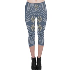 Folk Flowers Print Floral Pattern Ethnic Art Capri Leggings  by Eskimos