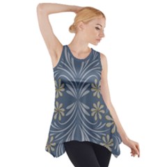 Folk Flowers Print Floral Pattern Ethnic Art Side Drop Tank Tunic by Eskimos