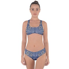 Folk Flowers Print Floral Pattern Ethnic Art Criss Cross Bikini Set by Eskimos