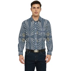 Folk Flowers Print Floral Pattern Ethnic Art Men s Long Sleeve Pocket Shirt  by Eskimos