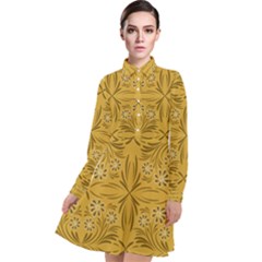 Folk Flowers Print Floral Pattern Ethnic Art Long Sleeve Chiffon Shirt Dress by Eskimos