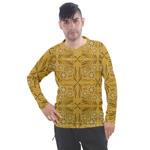 Folk Flowers Print Floral Pattern Ethnic Art Men s Pique Long Sleeve Tee by Eskimos