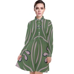 Folk Flowers Print Floral Pattern Ethnic Art Long Sleeve Chiffon Shirt Dress by Eskimos