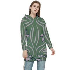 Folk Flowers Print Floral Pattern Ethnic Art Women s Long Oversized Pullover Hoodie