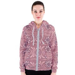 Folk Flowers Print Floral Pattern Ethnic Art Women s Zipper Hoodie by Eskimos