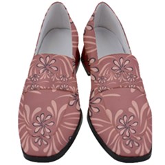 Folk Flowers Print Floral Pattern Ethnic Art Women s Chunky Heel Loafers by Eskimos