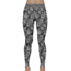 Black And Grey Rocky Geometric Pattern Design Classic Yoga Leggings