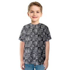 Black And Grey Rocky Geometric Pattern Design Kids  Sport Mesh Tee