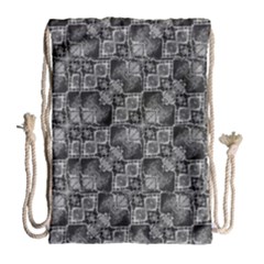 Black And Grey Rocky Geometric Pattern Design Drawstring Bag (large) by dflcprintsclothing