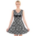 Black And Grey Rocky Geometric Pattern Design V-Neck Sleeveless Dress View1