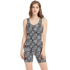 Black And Grey Rocky Geometric Pattern Design Women s Wrestling Singlet