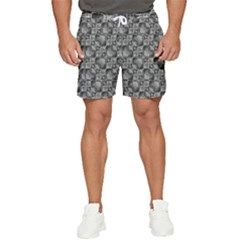 Black And Grey Rocky Geometric Pattern Design Men s Runner Shorts by dflcprintsclothing