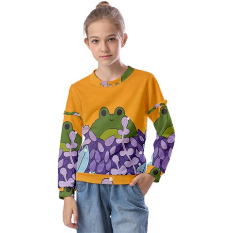 Froggie Kids  Long Sleeve Tee With Frill  by steampunkbabygirl