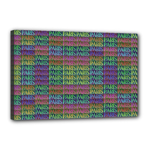 Paris Words Motif Colorful Pattern Canvas 18  X 12  (stretched) by dflcprintsclothing