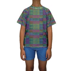 Paris Words Motif Colorful Pattern Kids  Short Sleeve Swimwear by dflcprintsclothing