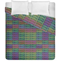 Paris Words Motif Colorful Pattern Duvet Cover Double Side (california King Size)