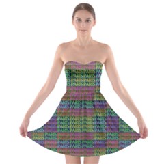 Paris Words Motif Colorful Pattern Strapless Bra Top Dress by dflcprintsclothing