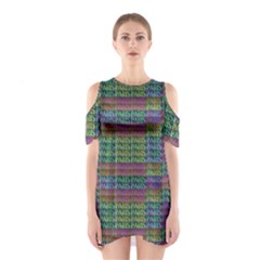 Paris Words Motif Colorful Pattern Shoulder Cutout One Piece Dress by dflcprintsclothing