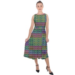 Paris Words Motif Colorful Pattern Midi Tie-back Chiffon Dress by dflcprintsclothing