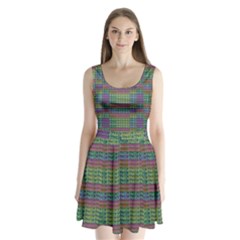 Paris Words Motif Colorful Pattern Split Back Mini Dress 