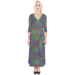 Paris Words Motif Colorful Pattern Quarter Sleeve Wrap Maxi Dress by dflcprintsclothing