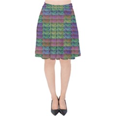 Paris Words Motif Colorful Pattern Velvet High Waist Skirt by dflcprintsclothing