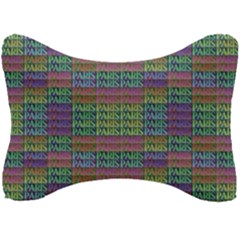 Paris Words Motif Colorful Pattern Seat Head Rest Cushion by dflcprintsclothing